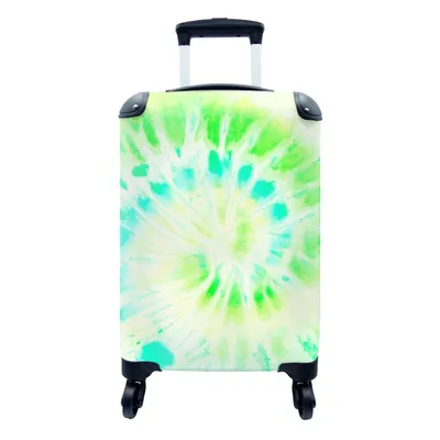 Produktbild von MuchoWow® Koffer Handgepäck Trolley Rollkoffer Kleine Reisekoffer mit 4 Rollen - Krawattenfärbung - Kunst - Grün - Cabin Size < 55x40x23 cm & 55x40x20 cm - Fotokoffer - Kabinenkoffer - Boardgepäck - Reise-Box - Reisekoffer - Reisegepäck - Koffer mit Bild - Trolley für Kinder