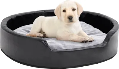 Produktbild von PUEAZU Hundebett Schwarz-Grau 79x70x19 cm Plüsch und Kunstleder - Hundebetten &11359
