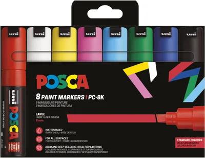 Produktbild von Posca Pc-8k/8c 8mm 8 Marker Kinder One Size