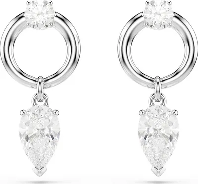 Produktbild von Swarovski Mesmera Drop-Ohrhänger, Rhodinierte Kreolen mit Zirkonia im Rundschlif