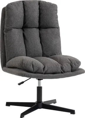 Produktbild von HOMCOM Sessel Drehbar Höhenverstellbar Loungesessel mit Leinenoptik Dunkelgrau