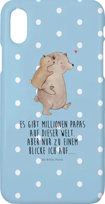 Produktbild von Mr. & Mrs. Panda Iphone 10 Handyhülle Papa Bär - Blau Pastell - Geschenk, Vatertag, Muttertag, Handy, X, Vater, Hülle, Cover, Geburtstag