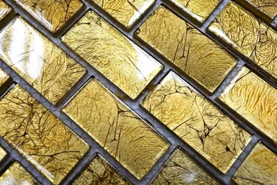 Produktbild von Handmuster Mosaikfliese Transluzent Brick Glasmosaik Crystal gold Struktur MOS120-0744_m