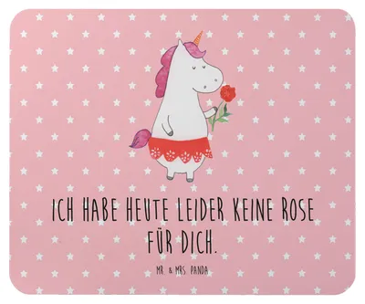 Produktbild von Mr. & Mrs. Panda Mousepad Einhorn Dame - Rot Pastell - Geschenk, Trennung, Unicorn, pc, Freundin, Bachelor, mausunterlage, Einhörner, Mauspad, Mouse Pad, Frau, laptop