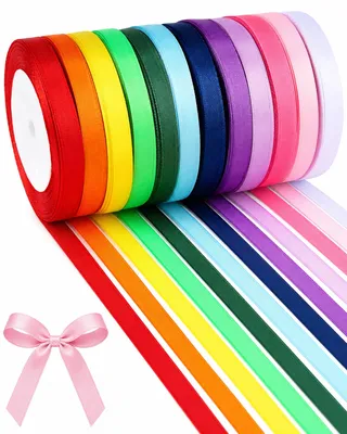 Productafbeelding van Satlintape-set - 12 kleuren - Voor knutselen en decoreren - 10 mm x 22 meter