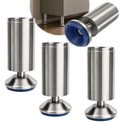 Produktbild von HOOZ® Möbelfüße Edelstahl 150 mm 4er Set [BREITER STÜTZFUSS] Möbelbeine Ø 50 mm – Schrankfüße für Kommode TV-Board & Regal