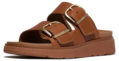 Immagine prodotto di FitFlop Gen-FF, sandali in pelle con fibbia e due fasce, colore marrone, taglia 40