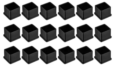 Productafbeelding van Set van 18 Stoelpootbeschermers - Vierkant - 34x34mm - Zwart