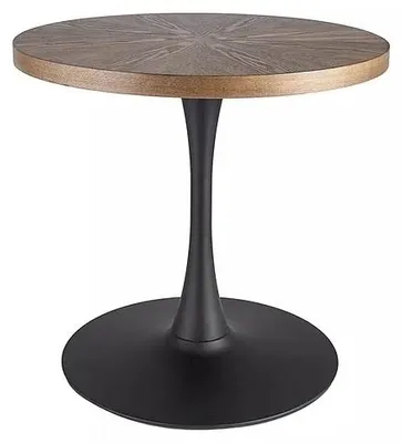 Image de Table à manger ronde "Amadeo" - Marron noyer/Noir mat - D 80 x H 76 cm