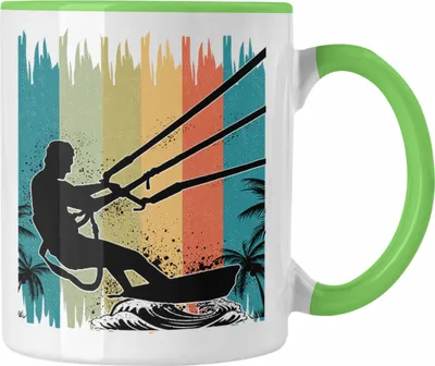 Produktbild von Trendation - Kitesurfing Tasse Geschenk für Kitesurfer Geschenkidee (Grün)