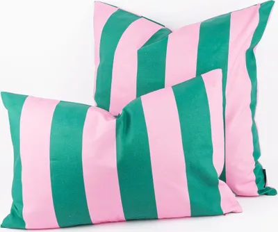 Produktbild von Kissenhülle Streifen dunkelgrün pink div. Größen SCHÖNER LEBEN Größe 30x50cm (HxB) 30x50cm (HxB) Größe