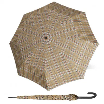 Obrázek produktu pro Knirps KNIRPS T.760 CHECK BEIGE - elegantní holový vystřelovací deštník
