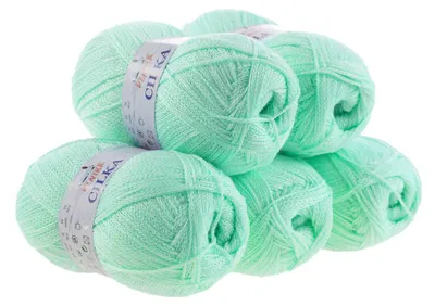 500g Strickgarn CILKA by VLNIKA Klassikgarn Strickwolle mit Schimmereffekt, hellgrau, türkis