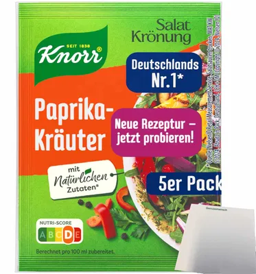 Produktbild von Knorr Salat Krönung Paprika-Kräuter 5er (45g Beutel) + usy Block