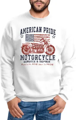 Produktbild von Sweatshirt Herren Biker American Pride USA Rundhals-Pullover Moonworks® weiß M