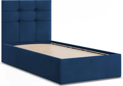 Produktbild von Polsterbett SORIA 90x200 Samt ohne Bettkasten mit Holzlattenrost, Einzelbett mit Kopfteil Blau