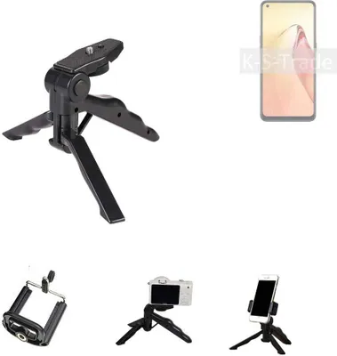 Produktbild von K-S-Trade Stativ Tisch-Ständer Dreibein Handy-Stativ Ständer kompatibel mit Oppo F21s Pro 5G Mini-Stativ Smartphone Tripod Handy-Stativ aus Plastik