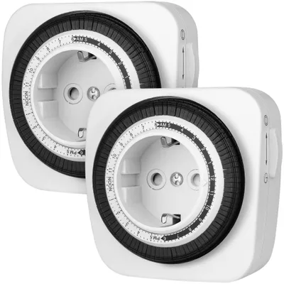 Produktbild von DEWENWILS 2er-Pack Mechanische Zeitschaltuhr Steckdose, Innen, 16A/3680W, Schwarz