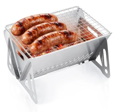Image de Barbecue à charbon pliable, en acier inoxydable, format compact