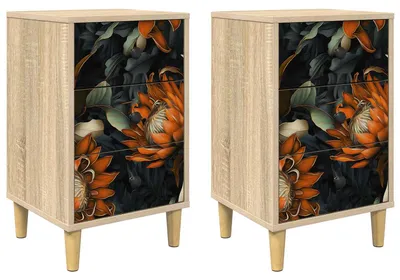 Image de Table de chevet LOCHEM, lot de 2, imitation chêne sonoma, 36 x 33 x 60 cm