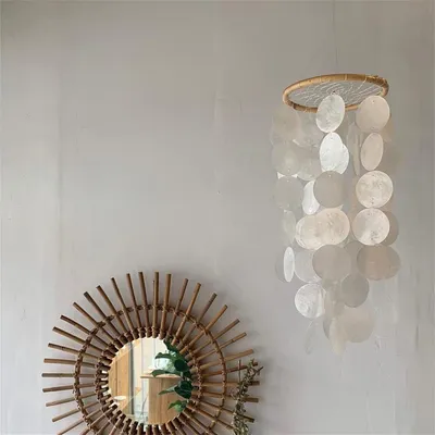 Produktbild von Traumfänger Windspiel mit Perlmutt Muscheln, Handgefertigt Boho Deko, Makramee Fensterschmuck