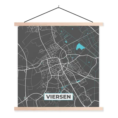 Produktbild von MuchoWow® Textilposter Karte - Stadtplan - Viersen - Deutschland - Blau 40x40 cm mit holzfarbenen Rahmen - Posterleiste