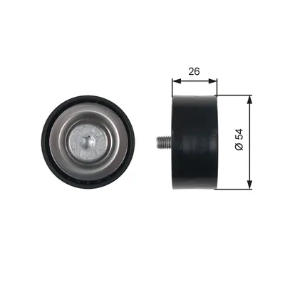 Produktbild von GATES T36486 Umlenkrolle Keilrippenriemen 54mm passend für MERCEDES-BENZ SPRINTER 3,5-t Kasten (906) VIANO (W639) VITO Bus (W639) VITO / MIXTO Kasten