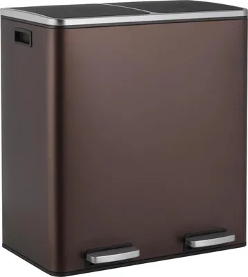Immagine prodotto di Cestino a pedale per cucina, 10 litri, rettangolare, marrone cioccolato, coperchio con chiusura morbida