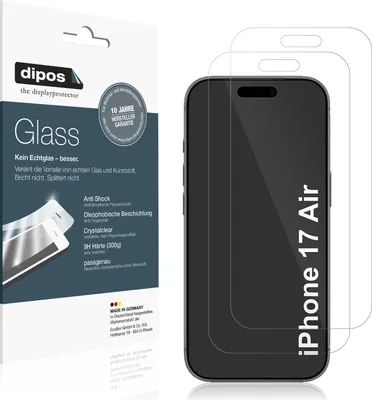 Produktbild von 2x Schutzfolie für Apple iPhone 17 Air - Anti-Shock 9H Folie dipos Glass Kunststoffglas
