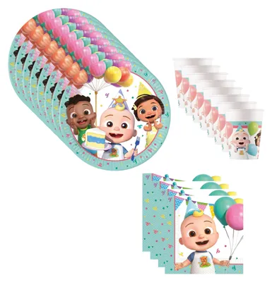 Produktbild von Cocomelon Party Deko Set 36 teilig Kindergeburtstag Geschirr Teller