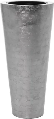 Produktbild von VIVANNO Pflanzkübel Fiberglas RONDO CLASSICO Rund, Blattsilber Blattoptik hochglanz - 38x38x80 cm