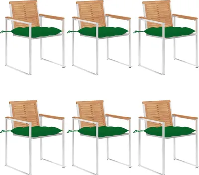 Produktbild von Gartenstühle 6 Stk. mit Kissen Massivholz Teak