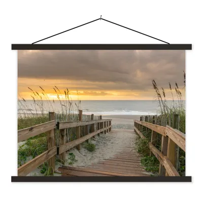 Produktbild von MuchoWow® Textilposter Strand - Meer - Düne - Weg 150x113 cm mit holzfarbenen Rahmen - Poster