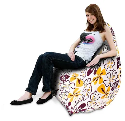 Image de Smoothy Pouf poire Eggshell Hawaii 110 x 75 x 75 cm – Coussin de sol en 100 % coton, garnissage polystyrène, housse déhoussable et lavable