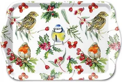 Produktbild von Ambiente Tablett Vögel im Winter 13x21cm