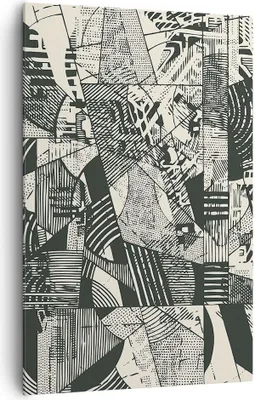 Produktbild von Bild auf Leinwand - Leinwandbild - Einteilig - Abstraktion Vintage Schwarz - 80x120cm - Wand Bild - Wanddeko - Wandbilder - Leinwanddruck - Wanddekoration - Leinwand bilder - Wandbild - PA80x120-5052