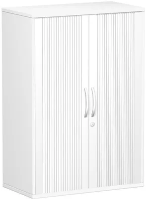 Produktbild von Geramöbel Querrollladenschrank Oberboden 25 mm, mit Standfüßen, abschließbar, 800x425x1182, Silber/Weiß, S-383110-SW
