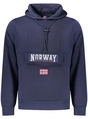 Produktbild von Herren Hoodie: Gefüttert, Kängurutasche, Blau, Reiß- & Klettverschluss