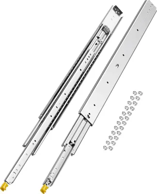 Obrázek produktu pro VEVOR 1 pár pojezdů zásuvek s plným výsuvem 914 mm, nosnost 226 kg, pojezd zásuvky, kuličkové ložisko s ráčnou, boční teleskopické pojezdy, ideální pro police, skříně, průmyslové zásuvky