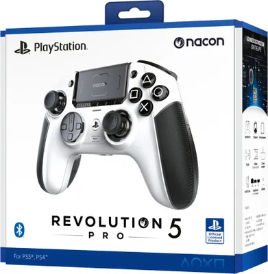 Obrázek produktu pro NACON Revolution 5 Pro, Gamepad, PC, PlayStation 4, PlayStation 5, Směrový kříž, Směrová tlačítka, Tlačítko Menu, Bezdrátový, Bluetooth, Černá, Bílá