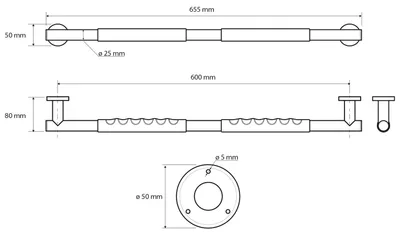 Produktbild von Sapho Haltegriff mit rutschfestem 600mm, polierter Edelstahl