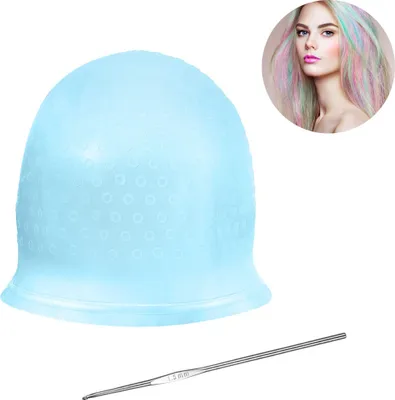 Produktbild von Silikon-Highlight-Kappe mit Haken, wiederverwendbare Silikon-Haarfärbemütze Professionelle Salon-Farbstoff-Silikonkappe, die Haarstyling-Werkzeuge für Frauen und Mädchen bläst