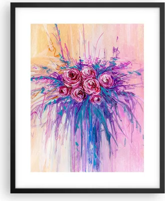Produktbild von Gerahmtes Poster - Schwarzer Rahmen - Blumenstrauß Blumen Rosen - 40x50 cm - Wand Bild - Wanddeko - Wandbilder - Kunstposter - Wandposter - Bilderrahmen - Bilder - Kunstdruck - P2BPA40x50-4465