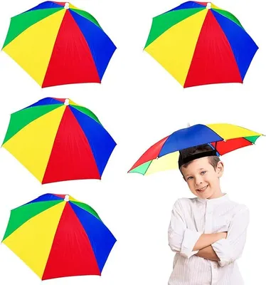 Produktbild von 5 Stücke Regenschirm Hut, 50cm Kopf Regenschirm, Faltbar Regenschirm Kopf, Kopfschirm, Regenschirm Hut Erwachsene Geeignet zum Radfahren Angeln Gartenarbeit Camping Wandern Outdoor Aktivitäten