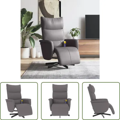 Imagen del producto de Sillón de masaje "The Living Store" con reposapiés, color gris, tapizado en cuero sintético