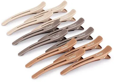 Image de Pinces à cheveux pour cheveux épais et fins - Pinces antidérapantes, lot de 12, pinces en silicone pour coiffeurs