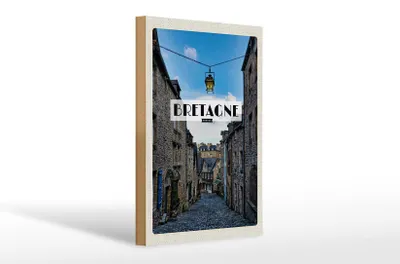 Produktbild von Holzschild Reise 20x30cm Bretagne France Altstadt Reiseziel