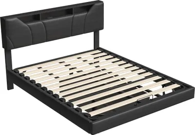Produktbild von ProximaX Polsterbett 140x200 cm Schwarz | Hydraulisches Staubett mit LED-Beleuchtung, USB & Steckdose | Doppelbett mit Bettkasten & Beleuchtung am Kopf- & Fußteil