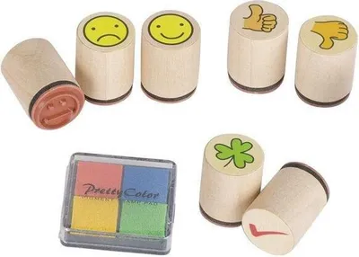 Produktbild von Goki Stempel Kleeblatt, Smile, ...(7 Stempel), Motivationsstempel, Stempel-Set für Kinder, 3 Jahr(e), 8 Stück(e)
