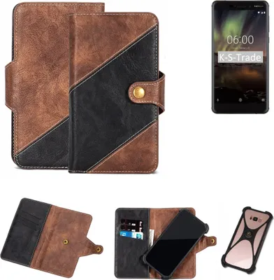Produktbild von K-S-Trade Handy Hülle Schutz Hülle Schutzhülle Bookstyle Case kompatibel mit Nokia 6.1 Handy Cover Hülle Schutztasche 1x